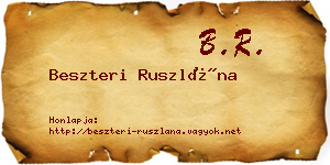 Beszteri Ruszlána névjegykártya